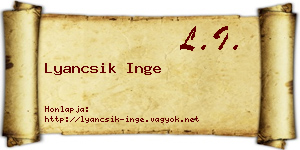 Lyancsik Inge névjegykártya